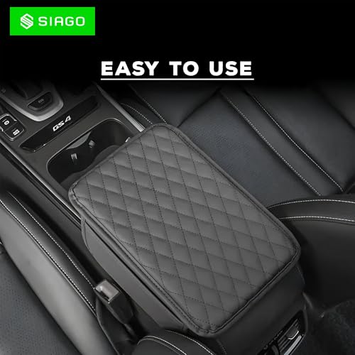 Image of SIAGO Car Armrest Cover Cushion with Storage Bags | Soft Center Console Protector Pad | Non-Slip, Waterproof & Durable | Universal Fit for Cars, SUVs & Trucks (Grey) SIA144