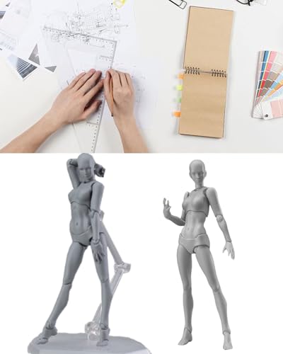 Image of Body Kun, Gray Female Desktop Figure Model, Includes Accessories, Ideal for Drawing, Painting, Photography, and Home Decoration, Figure Model for Sketching, Office and Home Decor