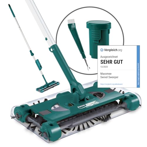 Swivel Sweeper Akku-Besen - einfache Krümelaufnahme - Kabellos, beutellos & wiederaufladbar - Bodenfeger mit rückenschonendem Knickgelenk & 360° Rotation - Maximale Flexibilität - Mühelose Reinigung