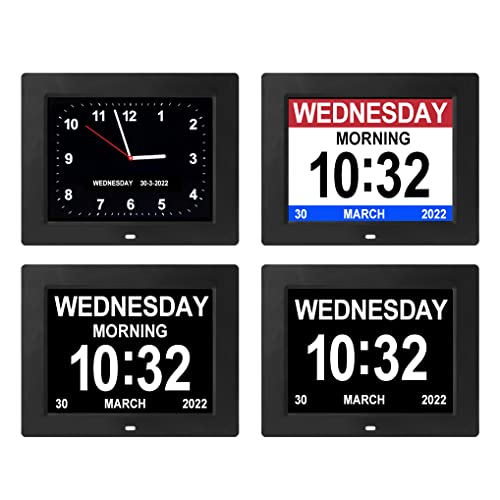 Johnziny 8 Inch Digital Calendar Day Date Clock-12 Alarm Options With Auto-Dimming,Digital Clock Large Display With Date And Day Of The Week For Seniors,Dementia,Impaired Vision #TOP2