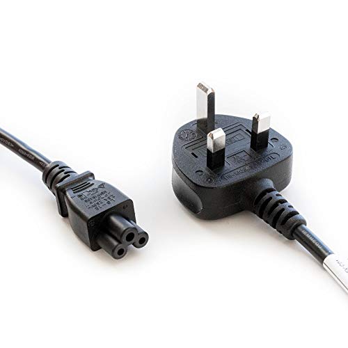 2,281 SCROY - Cable de alimentación C5 Mickey Mouse de 1 m | Cable de alimentación Cloverleaf para Reino Unido para Lenovo, Acer, DELL, HP, Sony, Toshiba y más – Negro