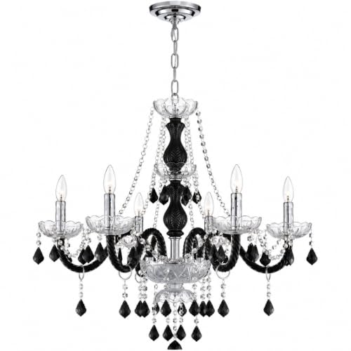 Saint Mossi Black and Clear Crystal Chandelier, Modern Pendant Ceiling Lighting Fixture for Dining Room,Bedroom,Living Room, D28 x H28 with Max 59", 6 E12 Socket, Adjustable Chain