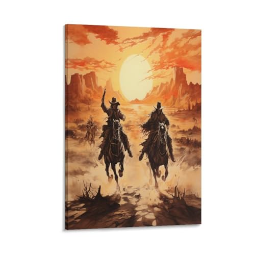 Poster Game Western Cowboy Impression sur Toile Déco Bureau Chambre 50x75cm