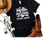 Hello Back to School Teacher T-Shirts, Personalized Preschool Teacher Shirts Plus Size, Cute First Day of School Kindergarten Teacher Shirts, Preschool T Shirt, All Grades.