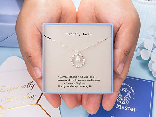Burning Love Godmother Necklace Godmother Gifts from Goddaughter&GodSon Sterling Silver Circle Necklace for Women Birthday Gifts Christmas Gifts2