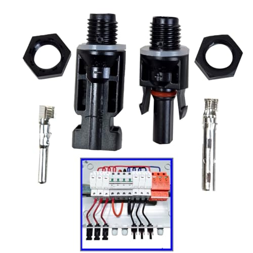 4 Pares de Conectores MC4 Rosca M12 para Painel de Energia Solar Fotovoltaica, 30A 1000V