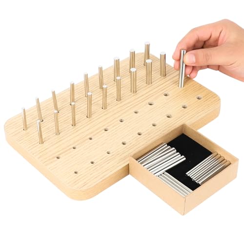 Hossmily 36-Hole Wooden Pegboard for Finger Dexterity and Hand Rehabilitation, with 4mm/6mm/8mm Pegs to Improve Fine Motor Skills and Hand-Eye Coordination