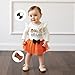 DNOMAID YZARC My 1st Halloween Baby Girl Outfit Ruffle Long Sleeve Romper Tulle Tutu Skirt Headband Leg Warmer Clothes Set (Yellow, 9-12 Months)