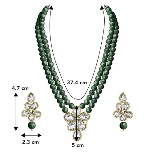Peora Crystal Faux Pearl Kundan Necklace & Jewelry Set Gift for Women (Image - 5)