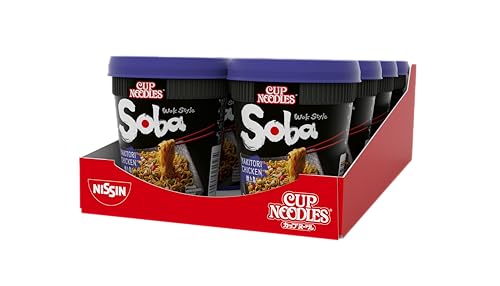 Nissin Cup Noodles Soba Cup – Yakitori Chicken, 8er Pack, Wok Style Instant-Nudeln japanischer Art, mit Würzsauce, Hähnchen & Gemüse, schnell im Becher zubereitet, asiatisches Essen (8 x 89 g)