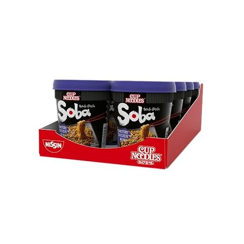 Nissin Cup Noodles Soba Cup – Yakitori Chicken, 8er Pack, Wok Style Instant-Nudeln japanischer Art, mit Würzsauce, Hähnchen & Gemüse, schnell im Becher zubereitet, asiatisches Essen (8 x 89 g)