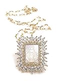 Our Lady Of Grace Mother of Pearl Medal Necklace 17.5 Inches Cultured Pearl Chain