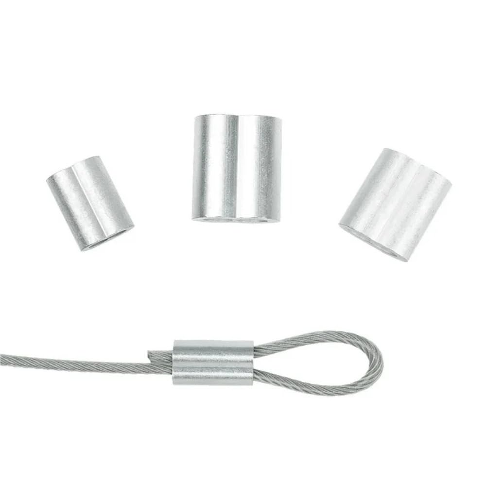 50 pièces/100 pièces M1 M1.5 M2 M3 M4 M5 M6 M8 M10 M12 forme boîtier en aluminium virole de câble métallique attaches de câble manchon de sertissage pince de serrage(100PCS x 5MM THIN)