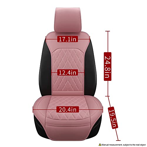 Sanwom Universal Front Leather Car Seat Covers Pink 2 Pcs Luxury Seat Covers, Anti-Slip Waterproof Auto Driver Covers Fit Suv Pickup Van Sedan, Chevy Silverado Gmc Sierra Dodge Ram Tacoma Ford #TOP7