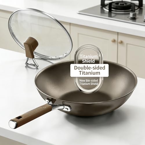 Wok Titanium doble cara 12.6" antiadherente con fondo plano miniatura 7