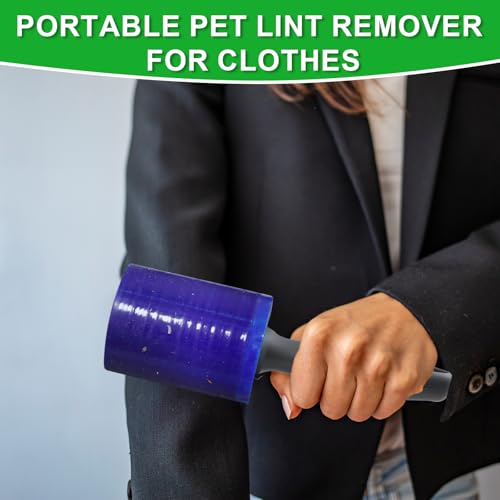 Lint Roller for Pet Hair 500 Sheets Extra Sticky Pet Hair Remover for Clothes Furniture Carpet Cleaner Cars Dogs Travel-Friendly Grip Handle Blue - Image 6