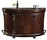 Howard Miller Niagara Bar 693-001 – Rustic Cherry, Half-Moon Home Bar & Storage, Heavily Distressed, Locking Door, 15 Bottle Wine Rack, Hanging Stemware Rack