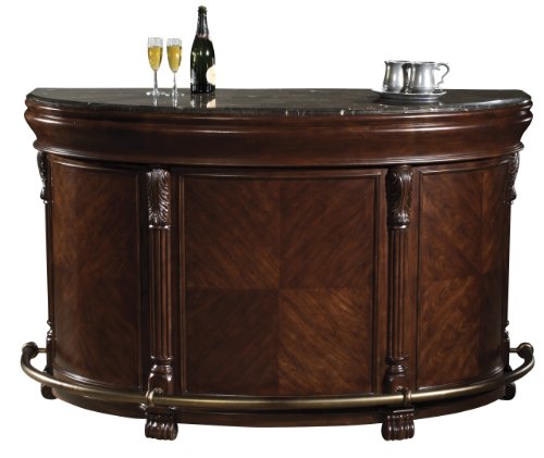 Howard Miller Niagara Bar–Luxury Home Bar Cabinet with Italian Marble Top, Designer Entertainment Bar Featuring Bottle Storage, Stemware Rack, Pull-Out Shelf & Insulated Bins for Elegant Entertaining