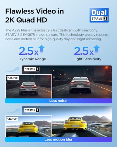 Viofo A229 Plus Dash Cam Front And Rear, Dual Starvis 2 Sensors, 2 Channel Hdr, 1440P+1440P Voice Control Car Dash Camera thumb #2