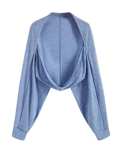 Image of ZAFUL Women's Sheer Shrug Y2K Long Sleeve Cardigans 2026 Irregular Tie Front Bolera