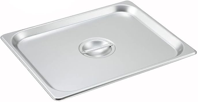 Tiger Chef 1/2 Half Size Stainless Steel Steam Table Pan Cover, Solid Half Size Non-Stick Surface Steam Pan Lids With Handle 2 Pack