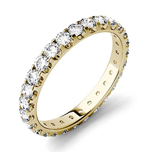 Charles & Colvard Forever One 2.2Mm Round Cut Moissanite Eternity Band For Women | 1.04 Cttw Dew | Lab Grown | Solid 14K Yellow Gold | Size 7 #TOP1