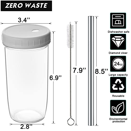 Yirilan Glass Cups - 4 Pack 24Oz Mason Jar Drinking Glasses With Lids And Straws,Reusable Boba Cups,Iced Coffee Cup/Tumbler, Smoothie Cup #TOP1
