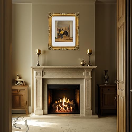 Image of 11x14 Picture Frame Gold Vintage Picture Frames Antique 11 x 14 | Matted to 8x10 Photo, Real Glass, Wall Display
