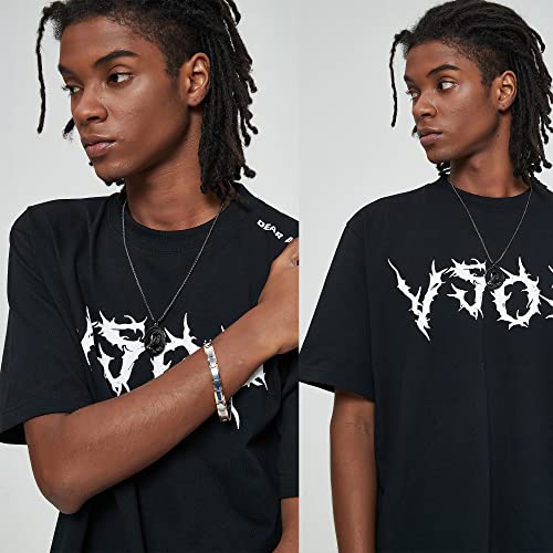 Blichain Jesus Mary Pendant Necklace Gold Coin Cross Necklace Symbol Of Faith And Fashion Elegant Necklace Stunning Design Sturdy Chain Adjustable Length For Men (J03, Black) #TOP1