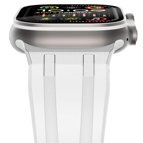 NewWays Silicone Strap Compatible with Apple Watch 42mm(Series 11/10) 41mm 40mm 38mm,Metal Connector Sport Straps Replacement Band for iWatch Series 11 10 9 8 7 6 SE 5 4 3 2 1,White/Silver Connector