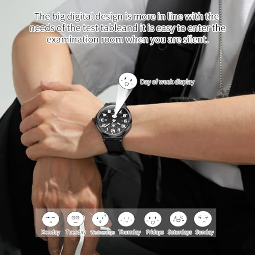 Image of OLEVS Mens Watch Original Easy Read Fashion Analog Quartz Unisex Watches Big Numer Silicone Waterproof Date Sport Watch for Man with Emoji