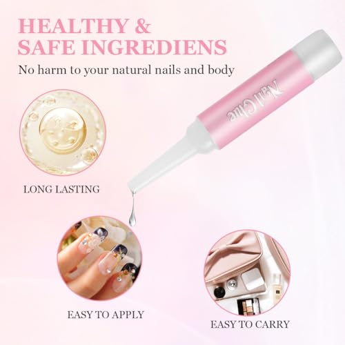10pcs Nagelkleber Extra Stark (2g) für Kunstnägel Tips, Press On Nails, Eingerissene Nägel, Falsche Nägel, Naturnägel und Strasssteine