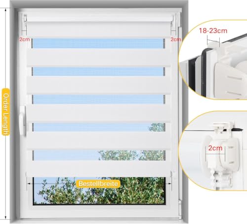 BelleMax Doppelrollo Klemmfix ohne Bohren & mit Bohren, Weiß B70 x H200 cm (Stoffbreite 70cm), Duo Rollo… – Ansicht 3