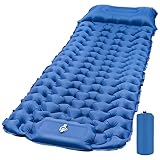 Cieex Isomatte Camping Selbstaufblasend, Isomatte Ultraleicht Faltbar, Wasserdicht Luftmatratze mit Fußpresse Pumpe & Kissen für Wandern und Outdoor (Gray)