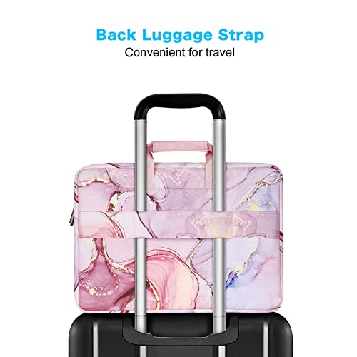 MOSISO 360 Protective Laptop Shoulder Bag Compatible with MacBook Air 13 inch M2 M1 2022-2018 / Pro 13 inch M2 M1 2022-2016, Surface Pro 8/7/6/X/5/4/3,Polyester Sleeve with Belt Marble MO-MBH2164