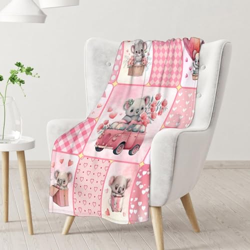 Koala Blanket Gifts - 60"x80" Cute Throw for Women, Girls - Pink Soft Fuzzy Blankets for Bed, Couch & Living Room