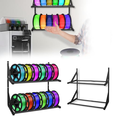 Mocoli Stoccaggio Filamenti, Rack Di Stoccaggio Filamenti Per Stampante 3d 2 Strati Ripiano Filamenti Montaggio A Parete Per Stampante 3d Per Studio Di Stampa Officina Garage Ufficio 43x21x40 Cm