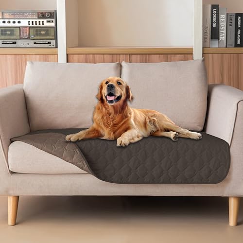 Image of gogobunny 100% Double Sided Waterproof Dog Blanket Soft Pet Bed Cover Reversible Protect Furniture Couch Sofa Car for Puppy Cat Kids (Dark Coffee /Light Coffee, 32x53 Inch (Pack of 1))