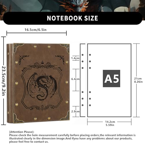 DUROTAN DND Notebook Journal Refillable Binder A5 400 Pages for Dungeons and Dragons Accessories D&D Gifts,Writing Notebook Gift for Men&Women by DUROTAN - Image 4
