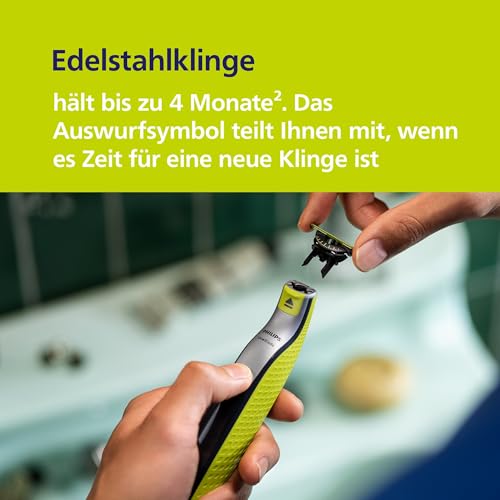 Philips PHILIPS OneBlade 360 Face & Body - elektrischer Rasierer, Trimmer & Bodygroomer, 3x 360 Klingen, 4x Trimmaufsätze (1/2/3/5 mm), 2x Körperaufsätze, Nass- & Trockenrasur für Gesicht & Körper (QP2834/31) - Funktionsansicht 5 | Tages Deals