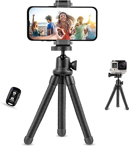Eicaus Portable and Flexible Phone Tripod Stand for Cellphones, Compact Mini Tripod with Remote for Video Recording, Vlogging and Travel Photography(Rubber)