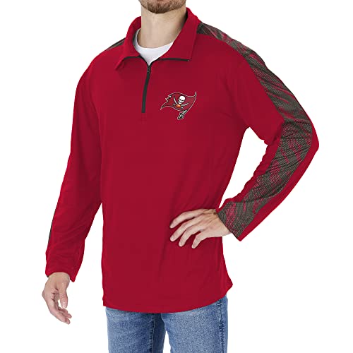 Zubaz Officially Licensed Men's NFL Solid 1/4 Zip with Team Viper Liner, Tampa Bay Buccaneers, Size Small