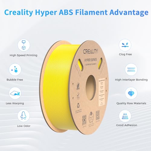 Image of Creality Hyper ABS Filament, Official 3D Printer Filament ABS 1.75mm for High-Speed Printing Convenient Open Printing Material, 1kg(2.2lbs) Spool Fit Most 3D Printer (Yellow)