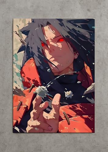 Image of NIJUKA Anime Printed Metal sheet Poster For Home And Room Decoration | For Anime Art Fans Boys And Girls (Madara vs 80 Shinobe)