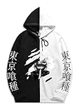 Symish Unisex Ghoul Hoodie Anime 3D Print Boy's Pullover Black White Hooded Sweatshirt,Black-3/XXL