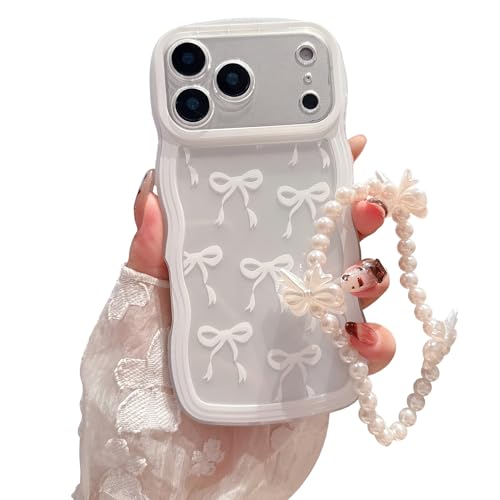 rozouai for iPhone 17 Pro, Wavy Frame Bowknot Phone Cover