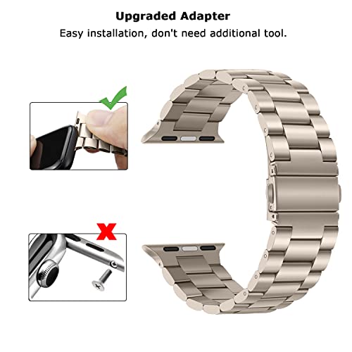 Tasikar Band Compatible With Apple Watch Band 41Mm 40Mm 38Mm Premium Stainless Steel Metal Replacement Strap Compatible With Apple Watch Series 8 7 6 5 4 3 2 1 Se (Starlight) #TOP3