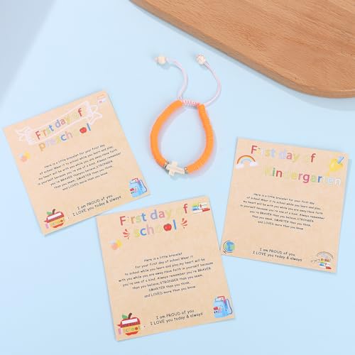 Image of First Day of Preschool Bracelet Back to School Gifts for Kindergarten / Preschool / School Gift Mama and Mini Adjustable Mother Daughter Bracelets as Supplies for Girls to Relieve Study Anxiety