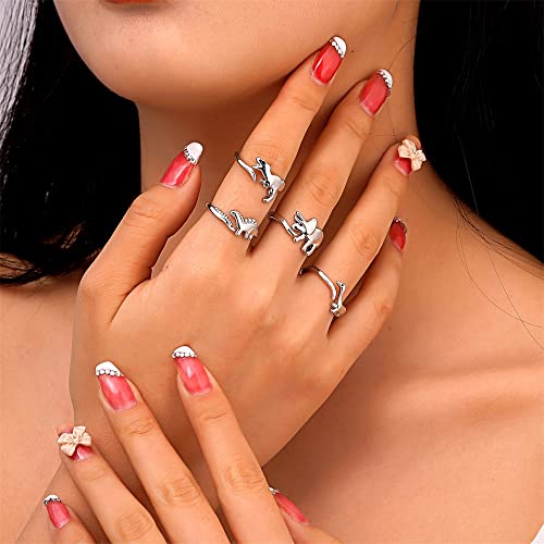 INENIMARTJ Dinosaur Rings, Cute Stegosaurus Tyrannosaurus And Triceratops Adjustable Rings Jurassic Era Dinosaur Ring for Men Women (C)4