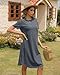 Imily Bela Dame Tshirt Kleid Sommer Shirtkleid Baumwolle Kurzarm Rundhals Minikleider Freizeitkleid mit Taschen.Grau.XL